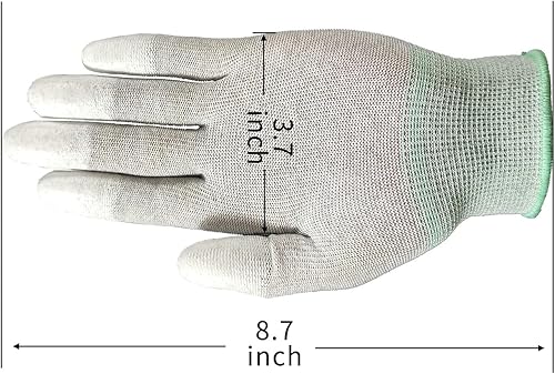 Miniatura 2 de ABCISI Guantes de trabajo, guantes ESD, guantes de fibra de carbono de alta resistencia, guantes antiestáticos, antideslizantes, mediano, 10 pares