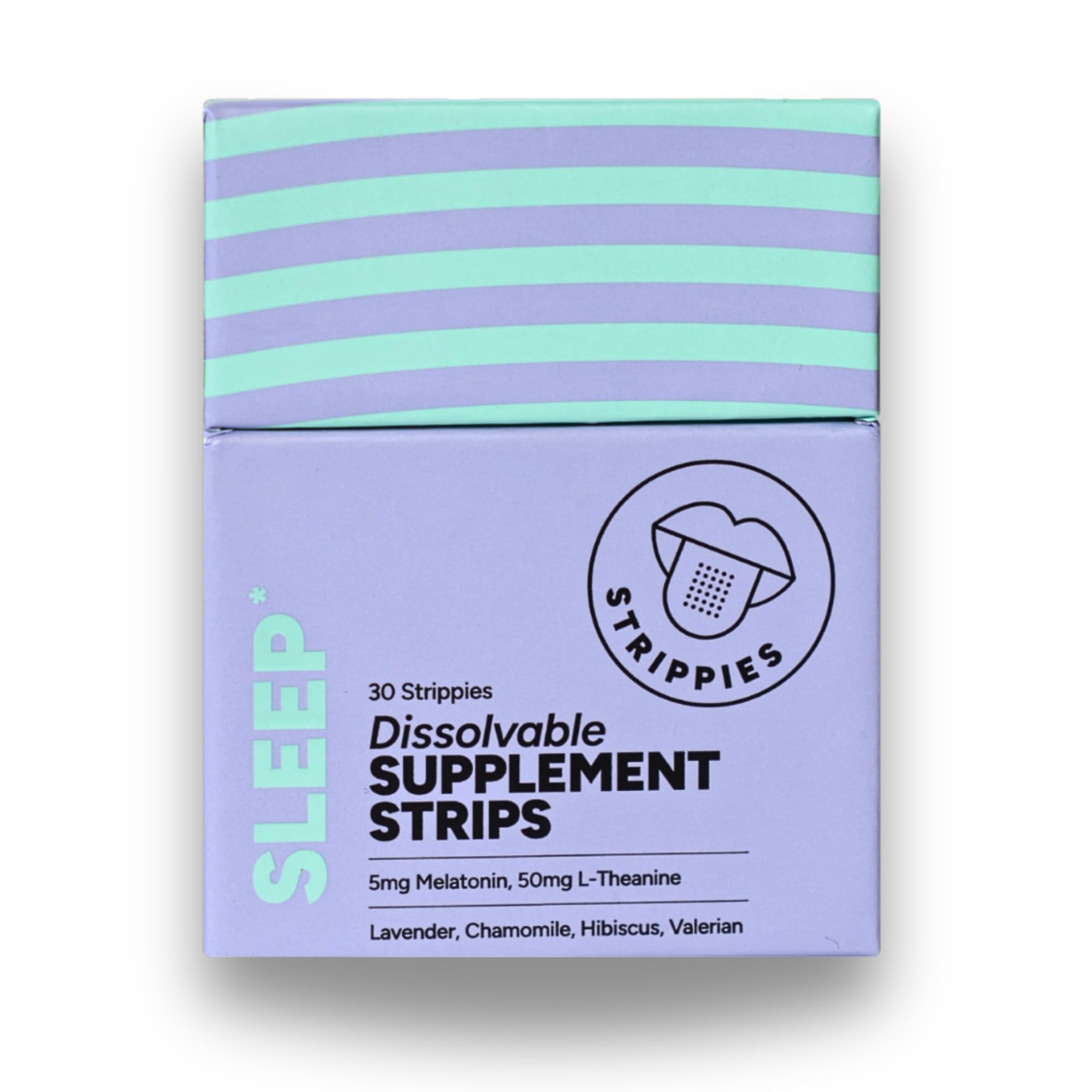 Dissolvable Sleep Strips Fast-Acting Melatonin 5mg with L-Theanine, Lavender, Chamomile, Hibiscus & Valerian Natural Cranberry Flavor 30 Strips — Amazon image 2