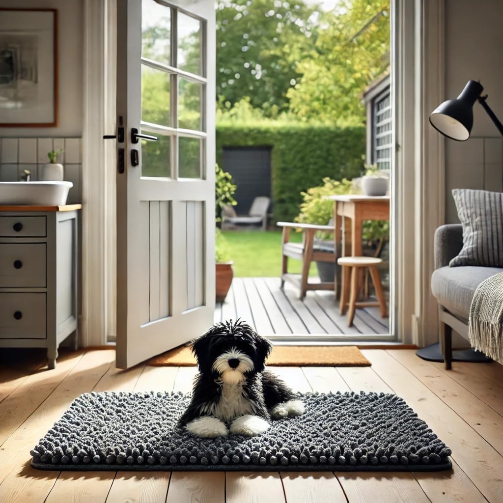 DogBuddy Dog Door Mat for Muddy Paws, Absorbent Microfiber Pet Rug, Waterproof Non-Slip Doormat, Washable Rugs for Dogs, Entryway Indoor Outdoor Mat, Dog Supplies (Runner, Shadow)