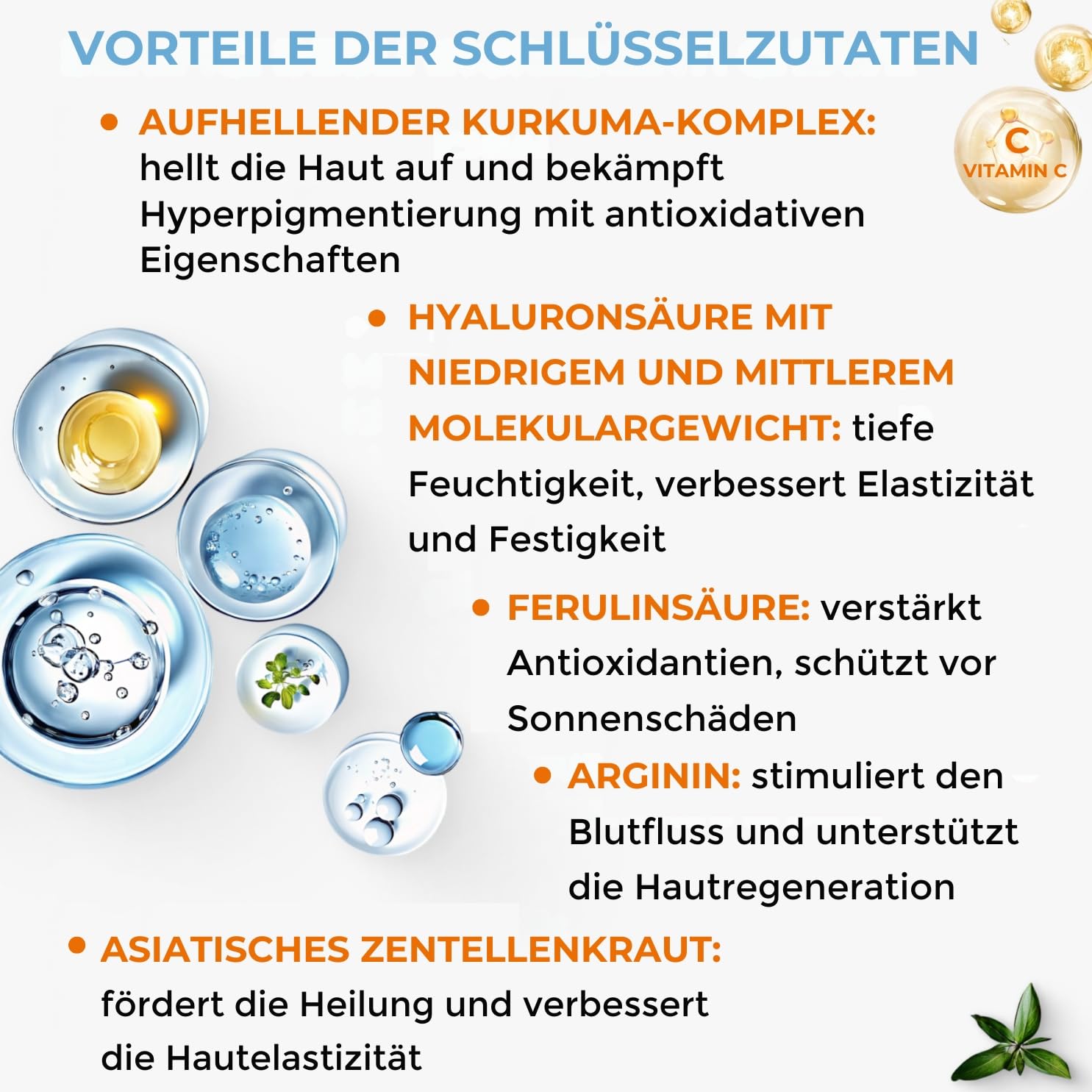 Dr. Dermaluci Lab - Vitamin C Gesichtsserum BIO - Anti-Falten, Anti-Flecken, Aufhellend - Hyaluronsäure & Ferulasäure - Kurkuma & Centella - Dermatologisch Getestet, Made in Italy, 100ml