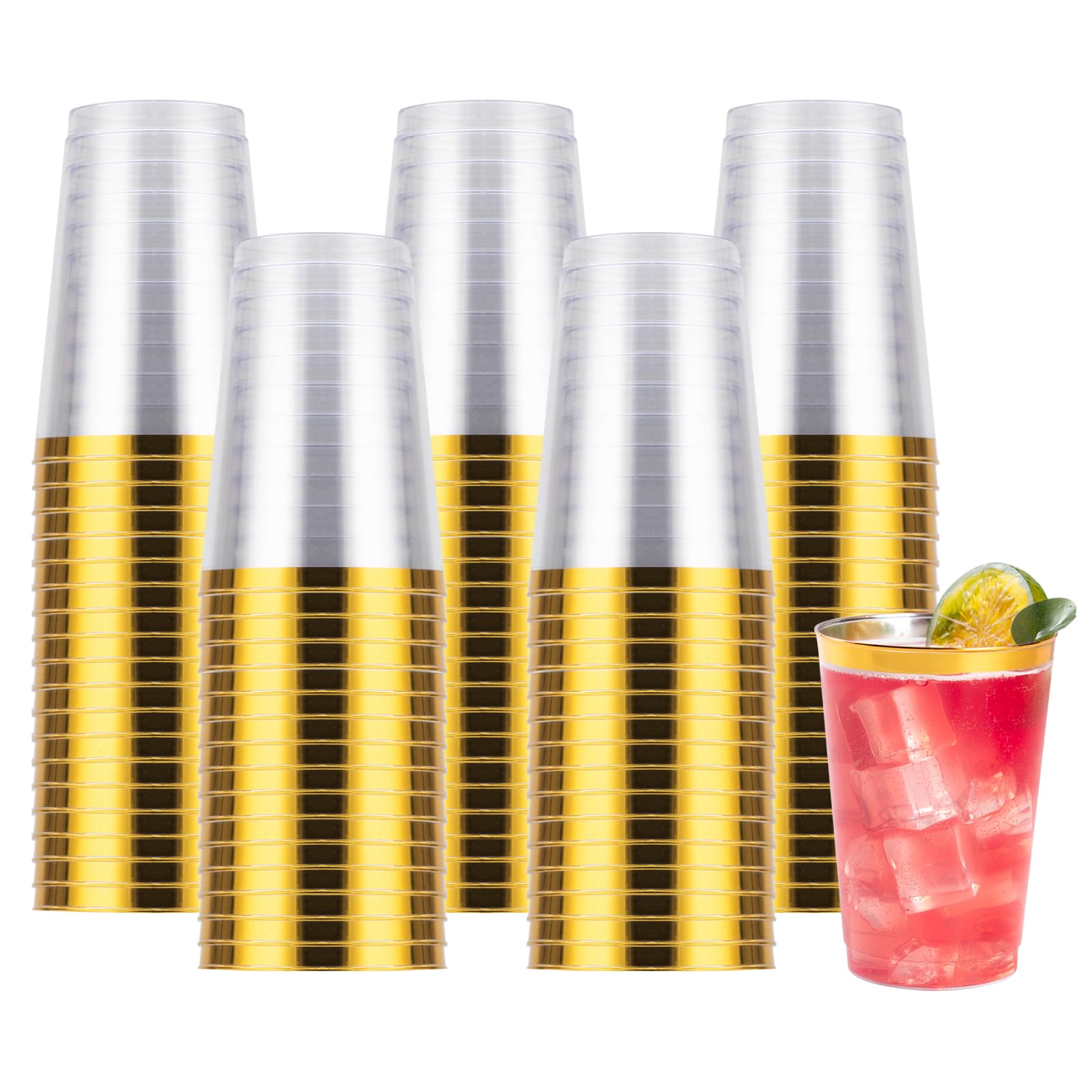 Goodluck 100PCS 9oz Gold Plastic Cups for Party, Disposable Gold Rim Cups — Amazon image 9