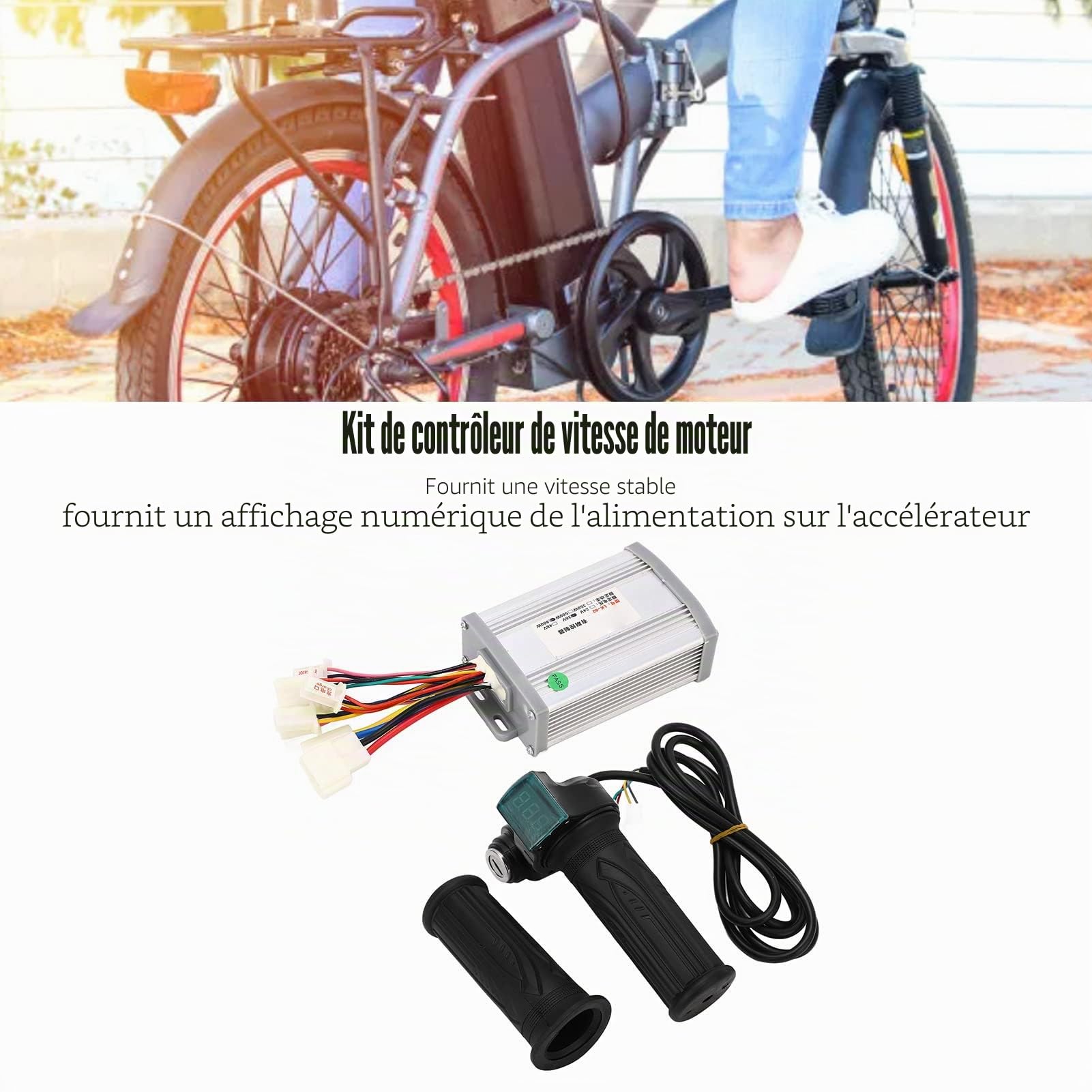 banapoy Contrôleur de Vitesse de Moteur de Brosse de 36V 800W, Contrôleur de Brosse de Vélo électrique avec PoignéE D'accélérateur, Contrôleur de Moteur de Scooter électrique pour Vélo E