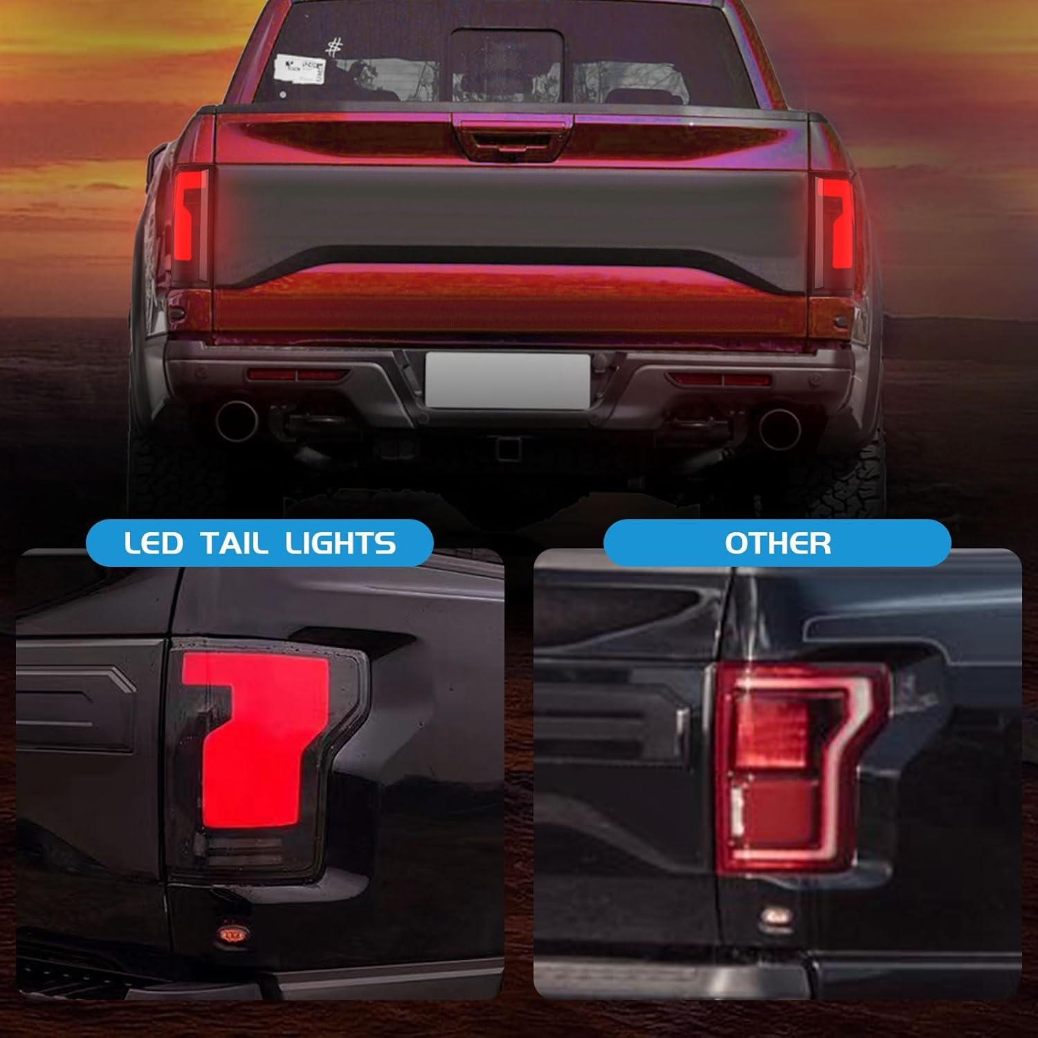 Tail Lights with Dynamic Flowing Turn Signal Compatible with Ford F-150 2015-2020 DOT Certified Full Set Rear Lamps (Brake/Reverse/Running Lights) Driver & Passenger Side