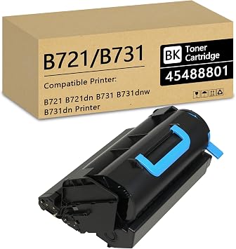 B721 B731 Black Toner Cartridge High Yield for OKI 45488801 Toner Cartridge Compatible for OKI B721 B721dn B731 B731dnw B731dn Printer1-Pack Black, 18,000 Pages