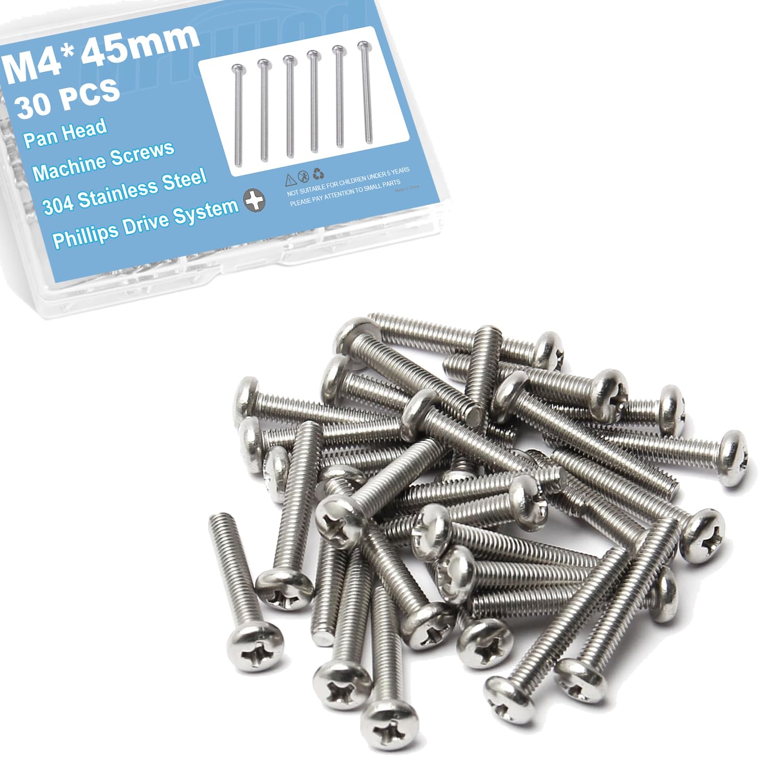M4 Stainless Steel Machine Screws - 30 Pack -12