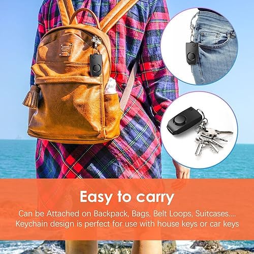 Miniatura 3 de Alarma personal de 130 dB con silbato de respaldo oculto botón apagado y bolso llavero clip