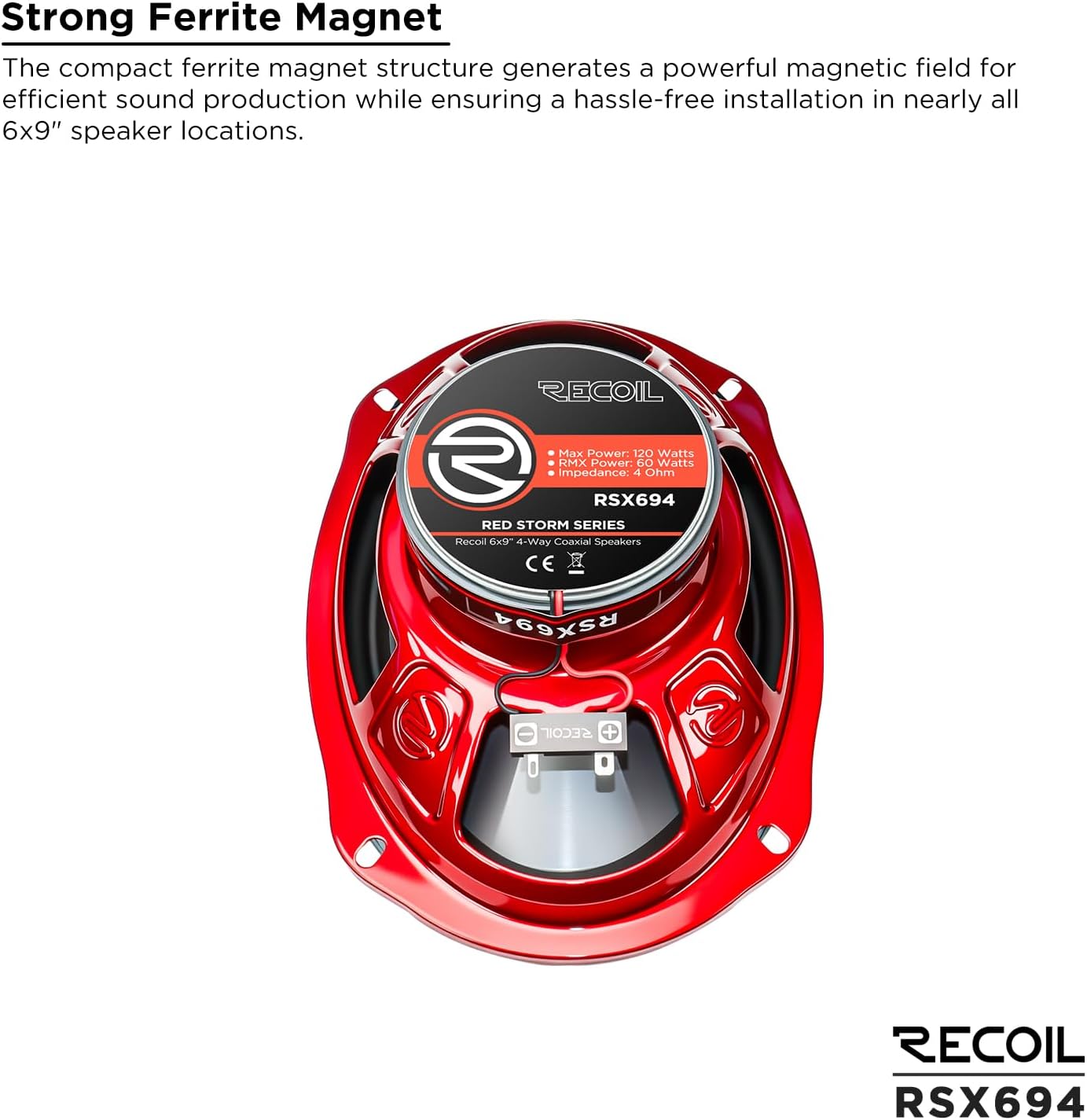 RECOIL RSX694 6x9 Inch 4 Way Coaxial Car Audio Speakers 240W Max Power Pair High-Performance & Balanced Sound with Mylar Midrange, Two Tweeters for Crisp Highs