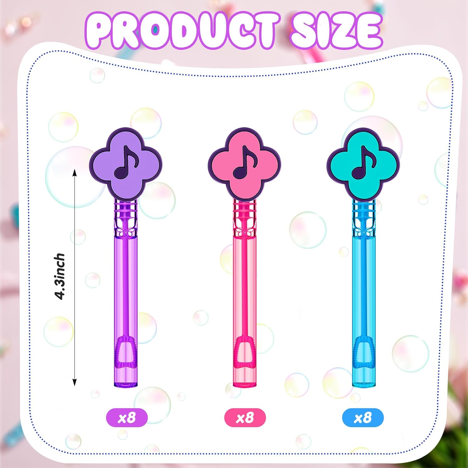RoundFunny 24 Pcs Music Mini Bubble Wands Party Supplies Favors Decorations Kawaii Bubbles Sticks Wands for Fan Meeting Anime Theme Birthday Party Goodie Gift Bag Outdoor Activity
