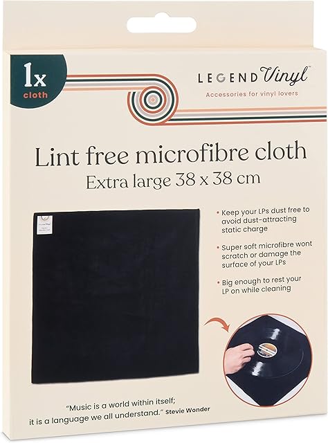 EXTRA LARGE Anti-Static Vinyl Record Cleaning Cloth by LEGEND VINYL | 38cm x 38cm Microfibre Lint Free | Perfect for placing your vinyl on whilst cleaning