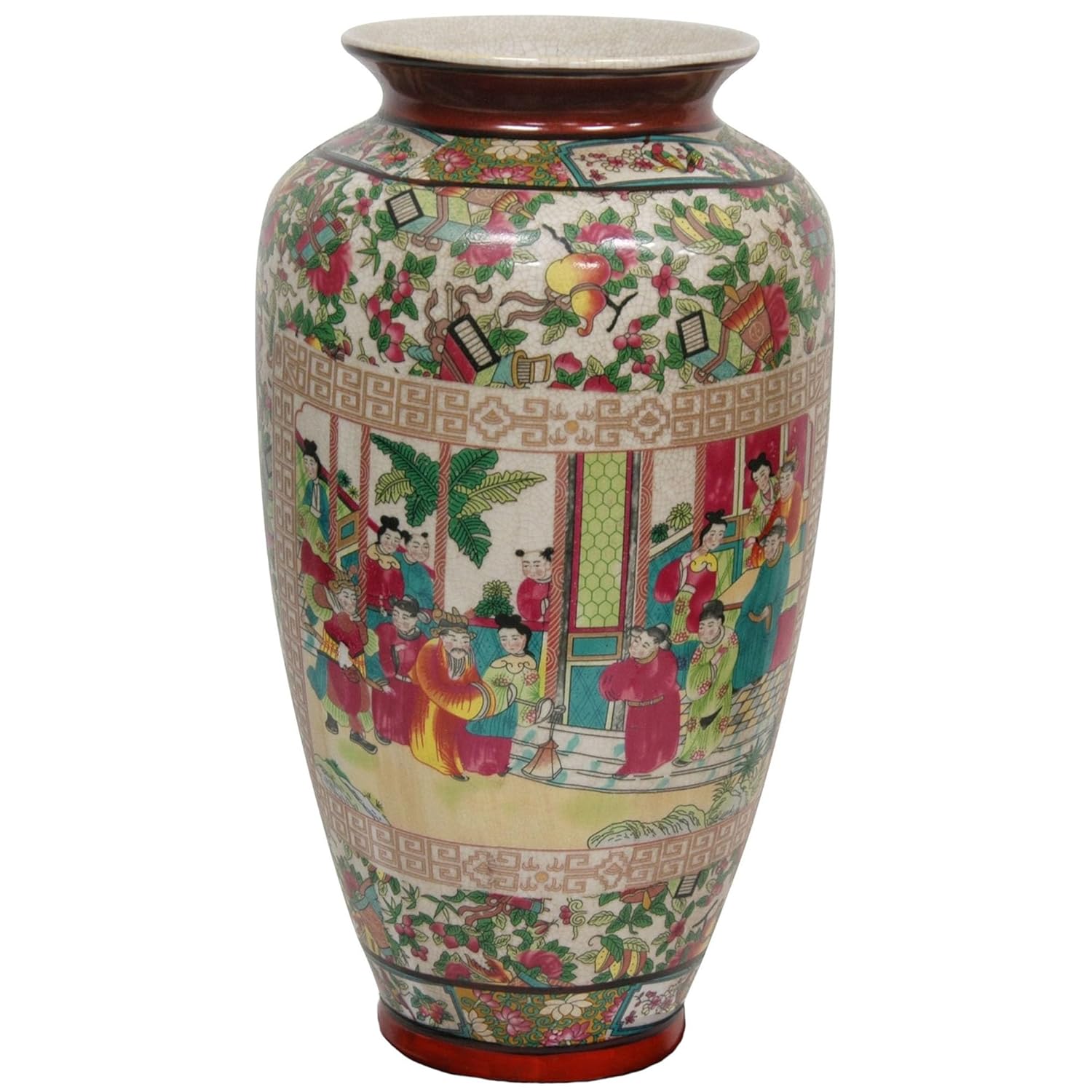 Red Lantern 14" Rose Medallion Porcelain Tung Chi Vase