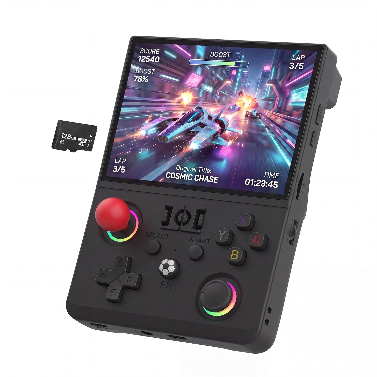 R36MAX Ⅱ 4.5 Inch Retro Handheld Game Console,1024x768 IPS HD Screen,64G Built-in 10000+ Classic Game,Portable Open Source Linux System,4000mAh Battery with Arcade Joysticks*2