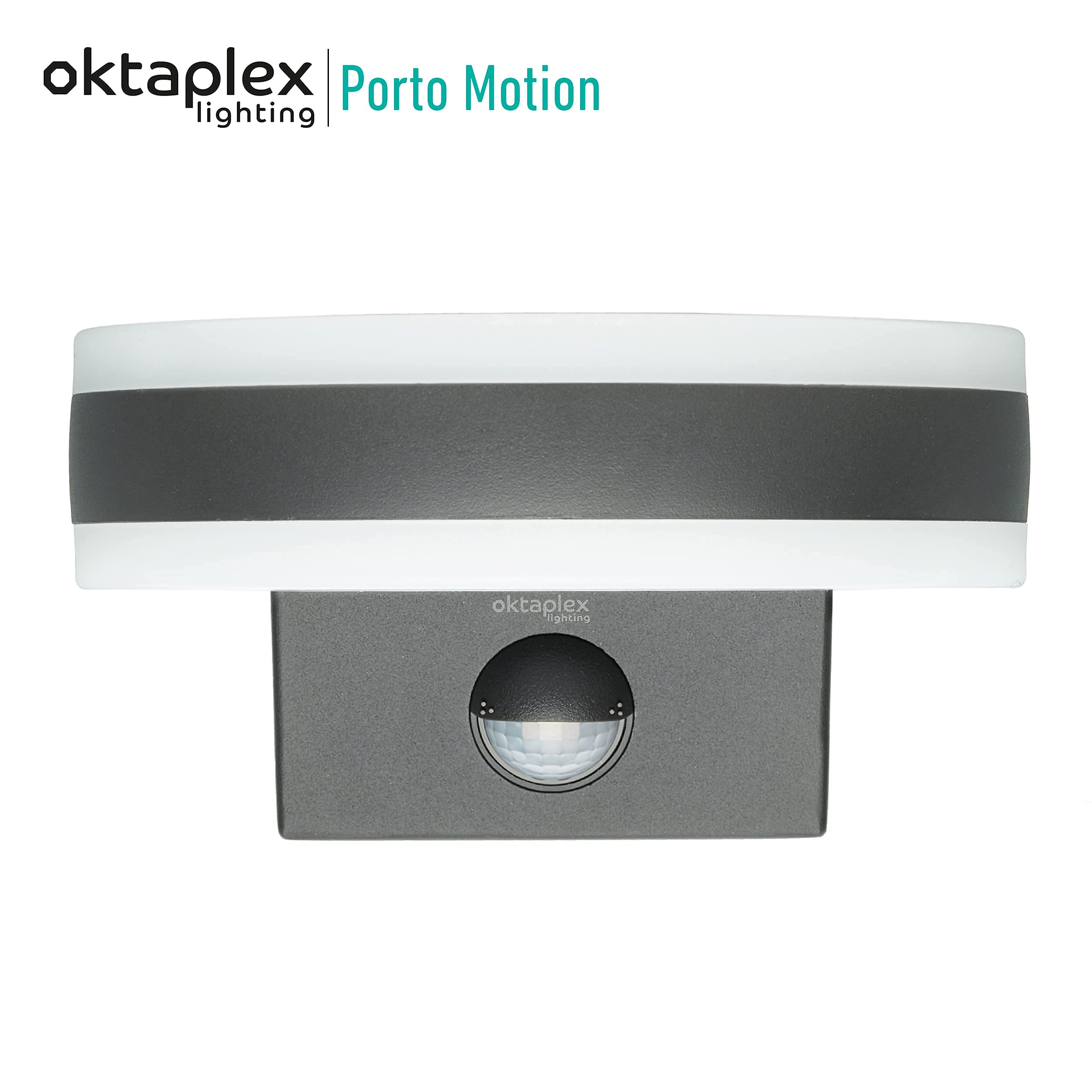 Oktaplex LED Außenlampe mit Bewegungsmelder Porto 15W IP65 | Außenleuchte anthrazit, Außenbeleuchtung Haus Außen Wand, Wandleuchte, 3000K Warmweiß