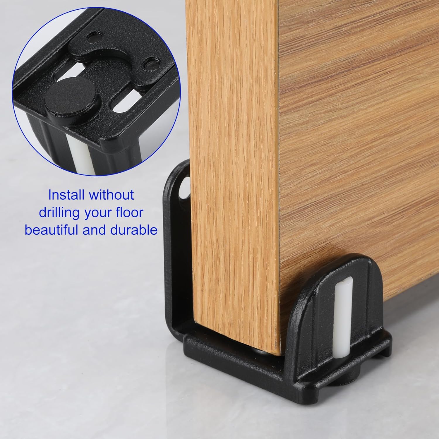 3 Adjustable Barn Door Floor Guide Bearing Design Sliding Barn Door Floor Guide Heavy Duty Metal Hardware, Sturdy Steel Frame (Black)