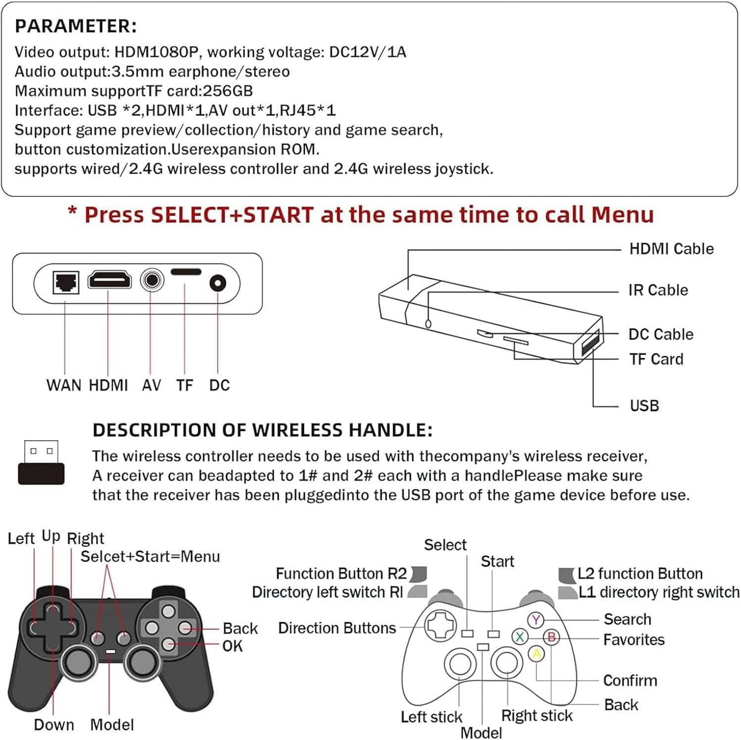 All 8bit G11 Pro 100,000 Games, All 8bit G11 Pro Game Box, All 8 Bit G11 Pro, 4k HD Video Game Emulator, with 2.4G Wireless Game Pro, Portable Plug and Play Video HDMI (256G)