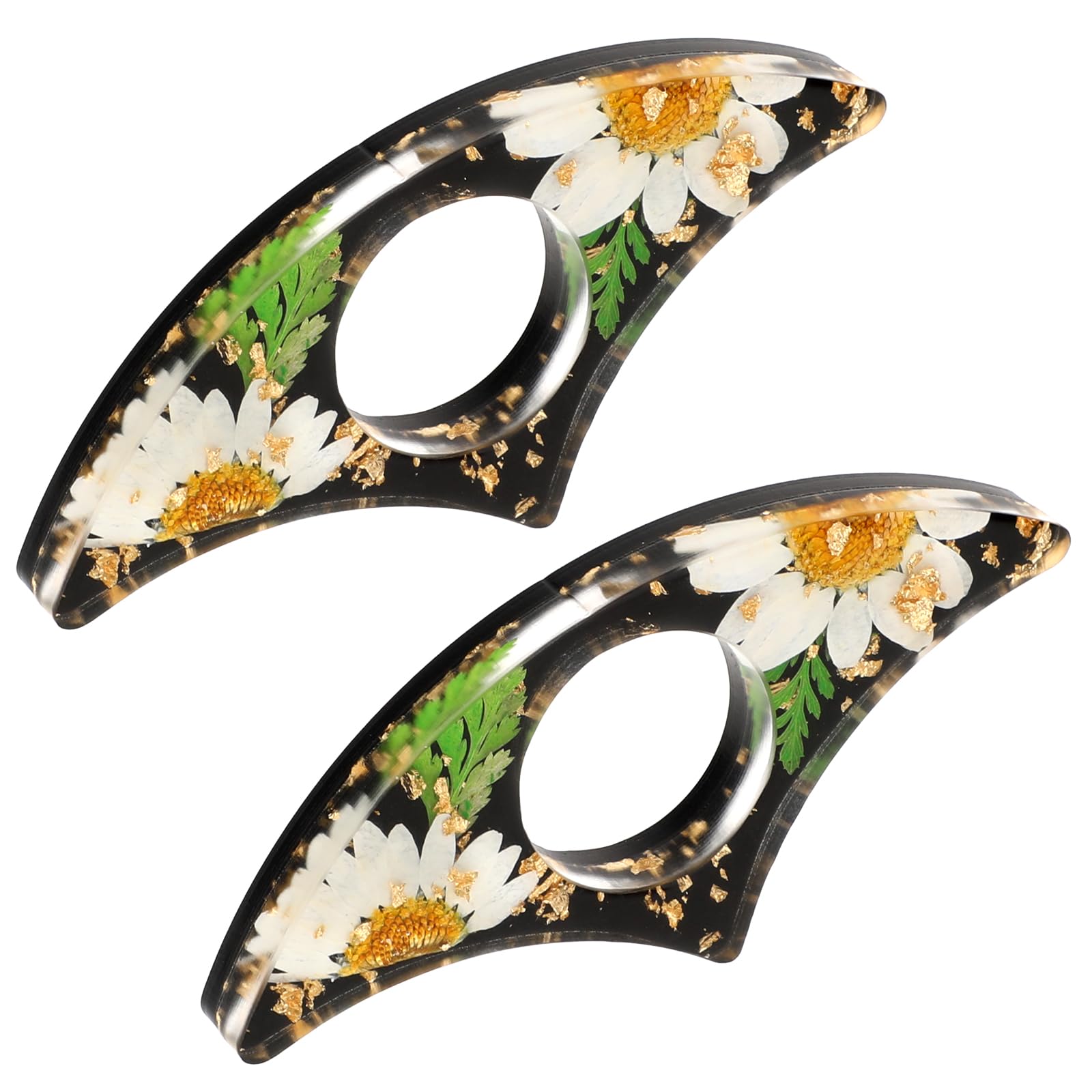 2 Pcs Thumb Book Page Holder Pressed Flower Daisy Page Press Resin Dried Floral Book Opener Light Weight Bookmarks Easy Hold Reading Accessories Gift for Women Literary Lovers Bookworm Teachers