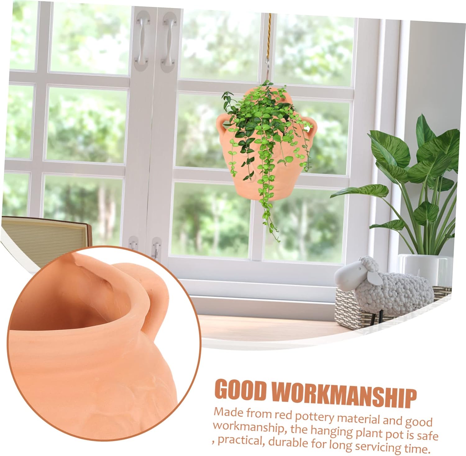 Wall Mounted Pottery Flowerpot Creative Hanging Planter for Indoor and Outdoor Use Terracotta Design Drainage for Balcony and Garden Decoration