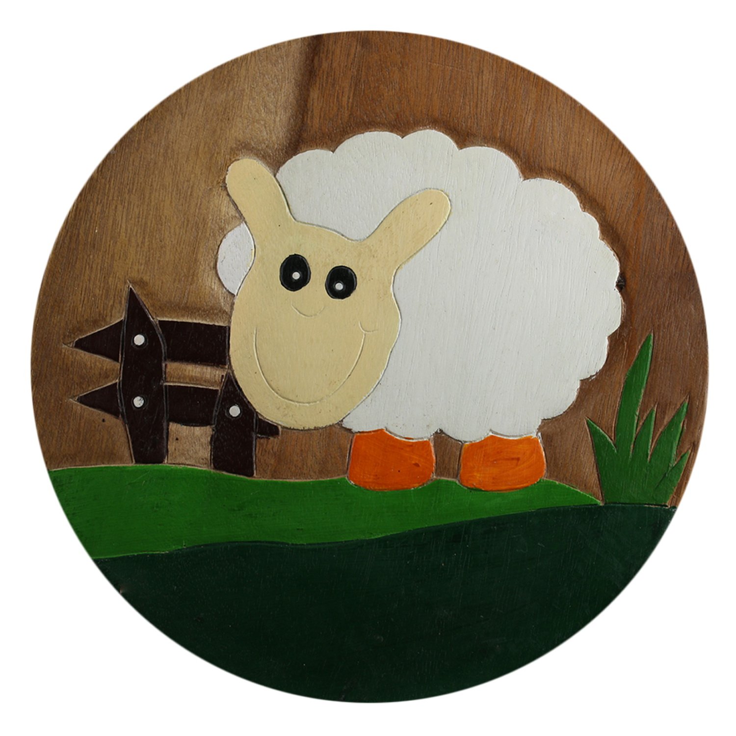 ART-CRAFT KH061 Kinderhocker Holz Schemel mit Motiv Schaf be