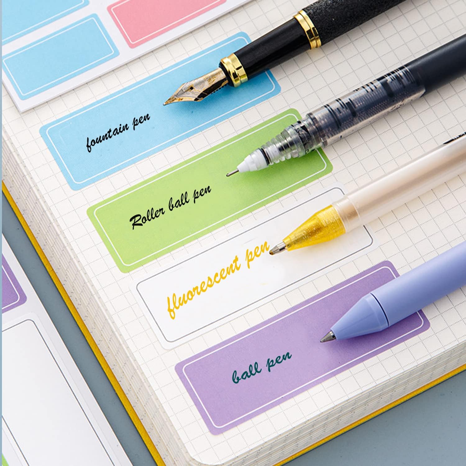 160pcs Color Blank Waterproof Self-Adhesive Labels, Removable Labels Stickers for Daycare,Jars,Food Containers,Baby Water Bottles,Office and Kids School Supplies,with 4 Marker Pens