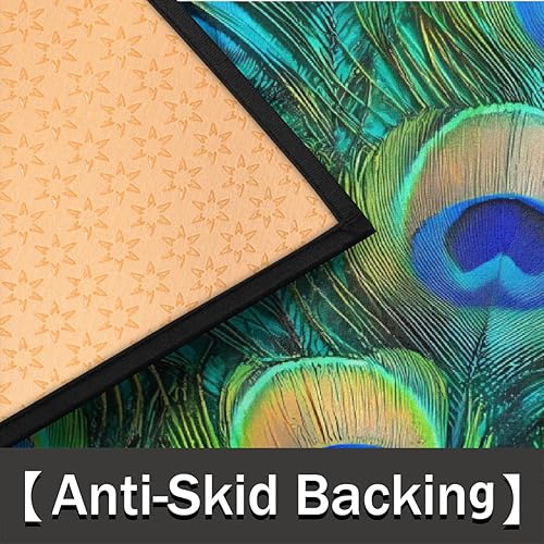 Miniatura 3 de Peacock Animal Feathers - Tapete para puerta de entrada interior, antideslizante, absorbente, 24 x 36 pulgadas, resistente al desgaste,