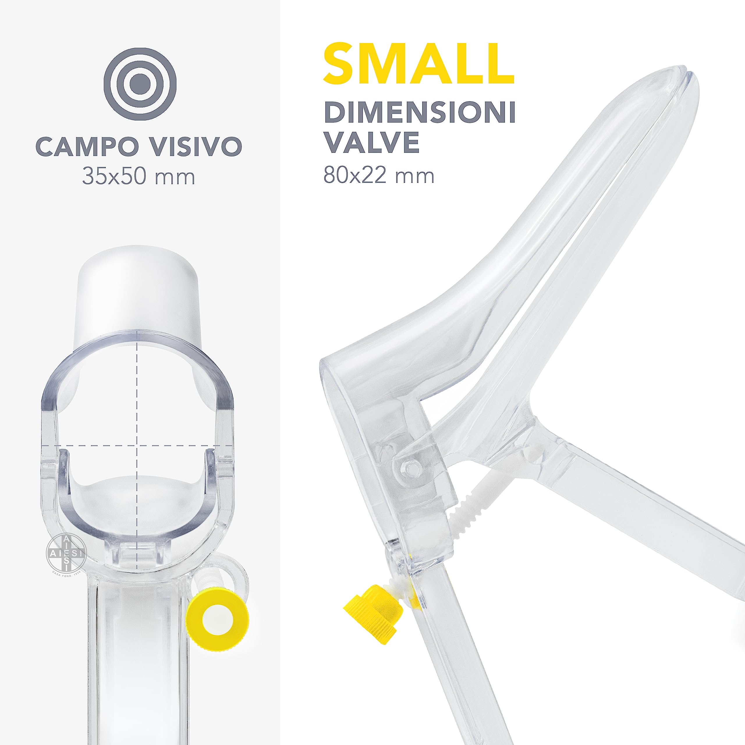 AIESI® Speculum Ginecologico vaginale S (100 pezzi) monouso sterile con regolazione a vite laterale DOCTOR SPEC