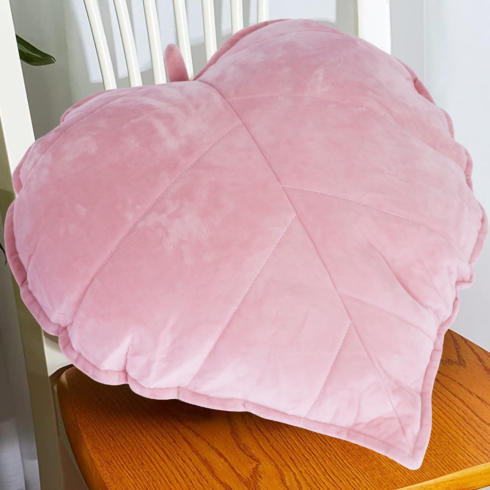 3D Leaf Throw Pillow Decorative Plant Sofa Pillows Soft Plush Leaf Shaped Cushion Novelty Plush Backrest Pillow Comfortable for Bedroom Sofa Living Room 50x50cm