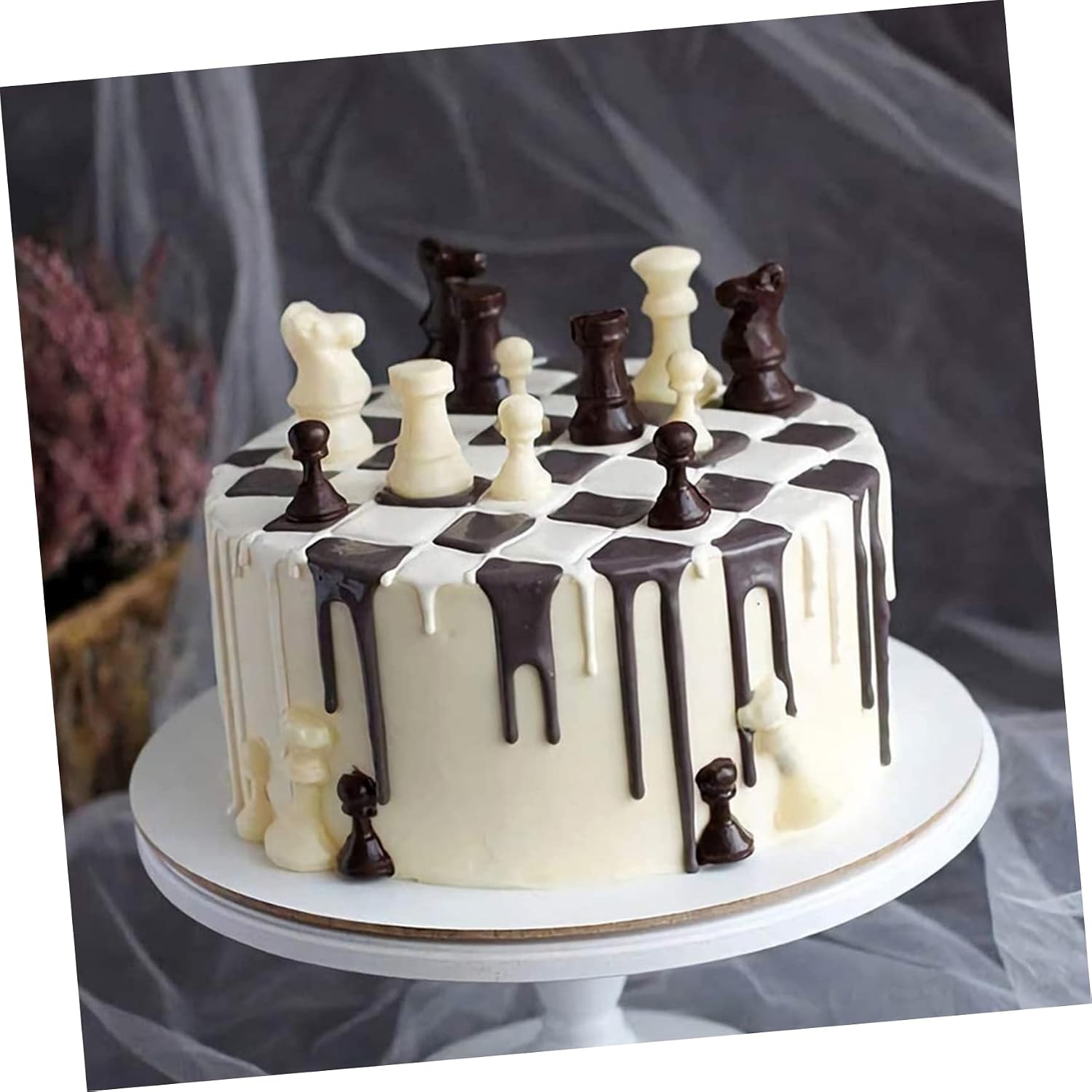 KICHOUSE 6Pcs Chess Silicone Mold Set for Cake Making Fondant Baking Tool for Candy Cupcakes and Decoration for Baking Projects