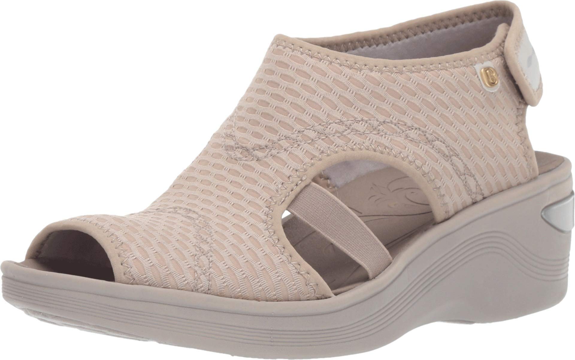 BZees Women's DREAM Sandal, Beige sheer fishnet, 7.5 W US