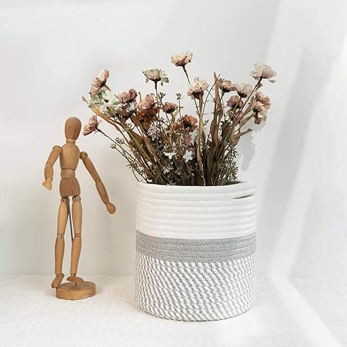 Miniatura 40 de TIMEYARD – Cesta para plantas de cuerda de yute, cesta tejida grande moderna para macetas de 11'' para jardineras interiores, cesta de Yute Mixto