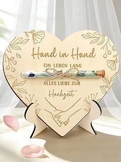Hochzeitsgeschenke für Brautpaar, Geldgeschenk Hochzeit Verpackung Holz mit Reagenzglas, Personalisierte Hochzeitsgeschenk Geld Geschenk Hochzeit, Geschenkidee mit Ständer, Hochzeitsdeko