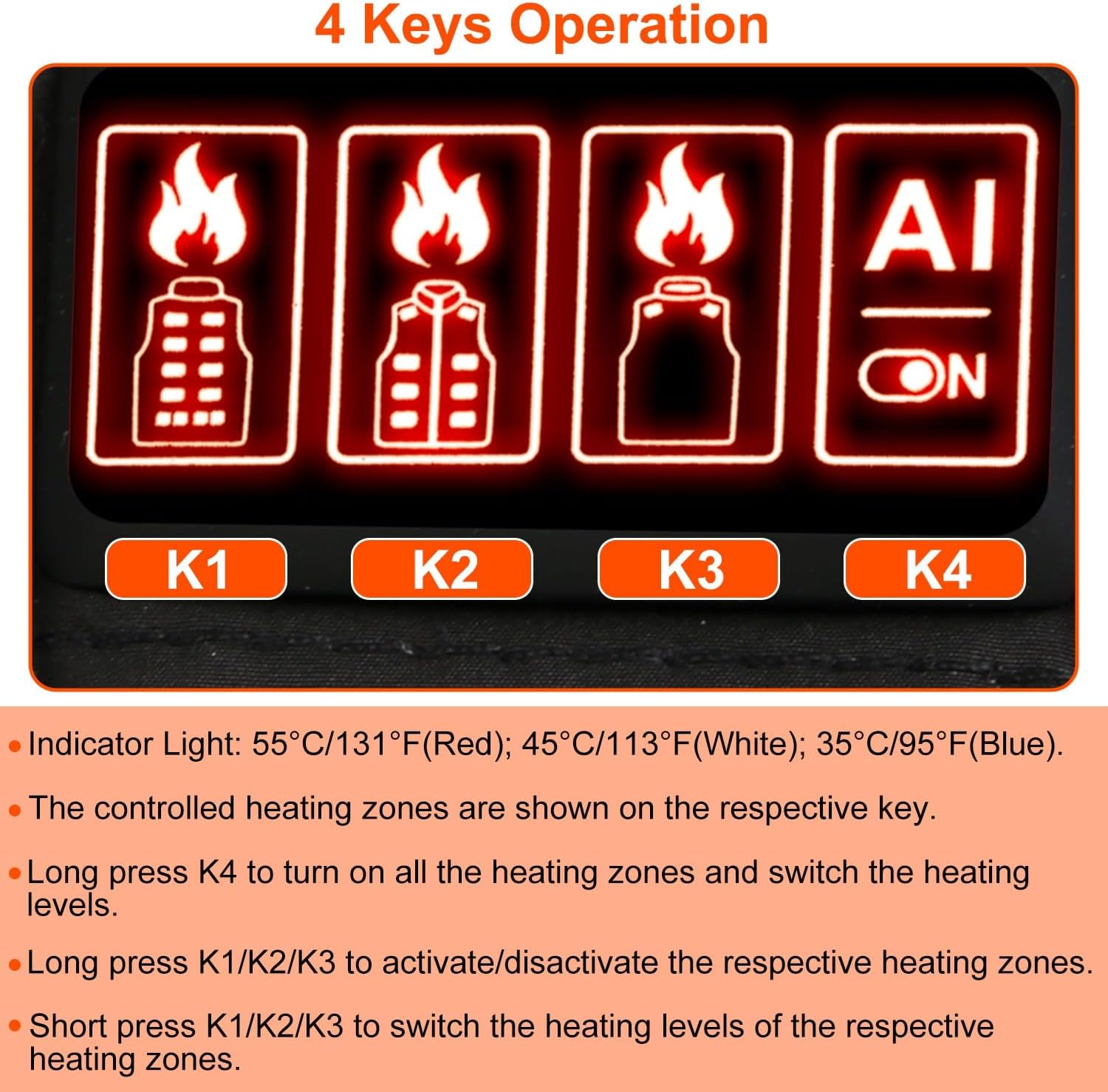 KOCASO Men's Women's Heated Jacket with 23 Heating Zones 3 Heat Levels USB Powered - Image 8
