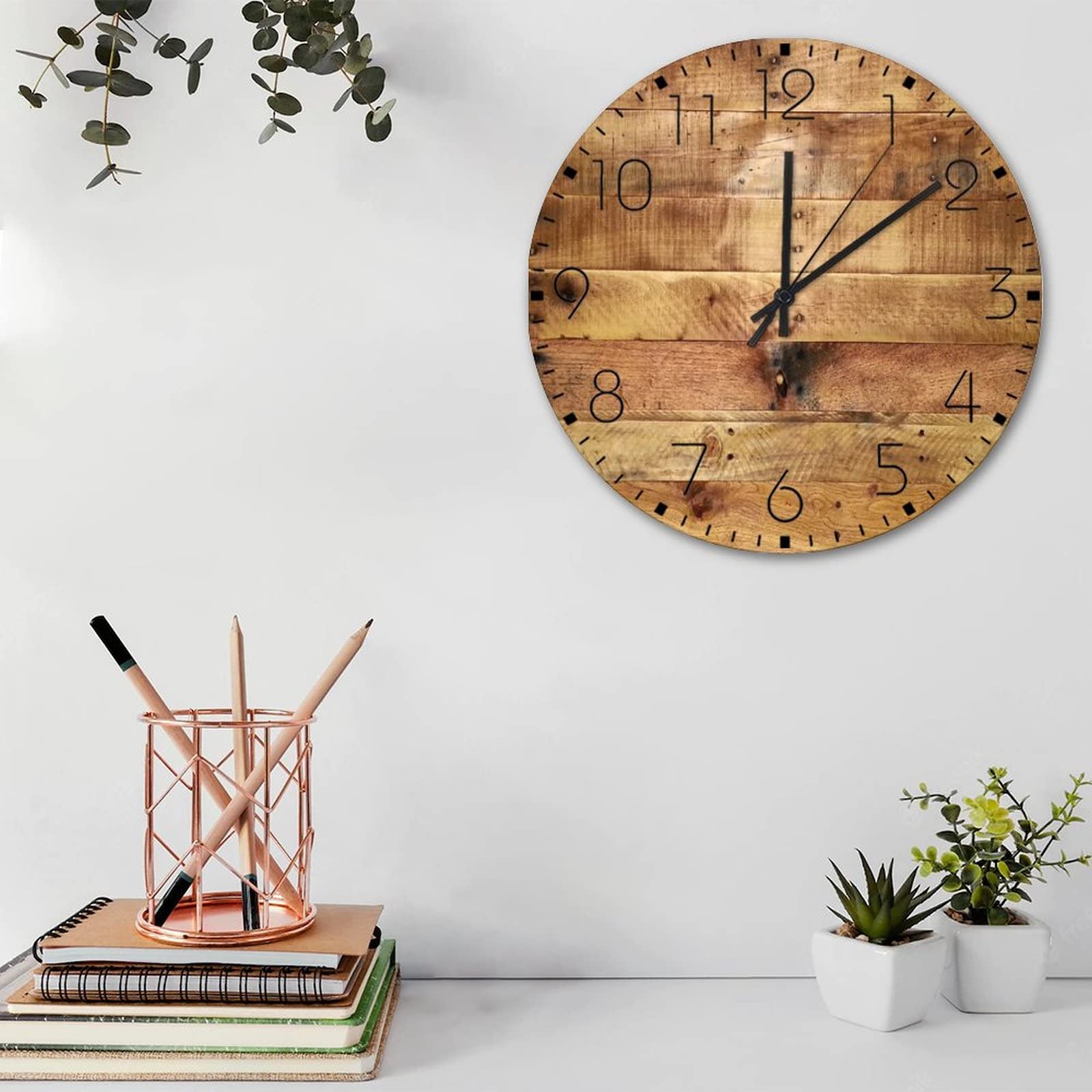 Orologio da parete rustico in legno con gufo e gallo silenzioso