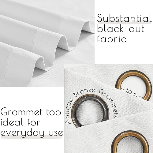 Miniatura 4 de jinchan - Cortina oscurecedora con textura de lino, de 96pulgadas de largo, con aislamiento térmico y ojales en la parte superior, para sala de
