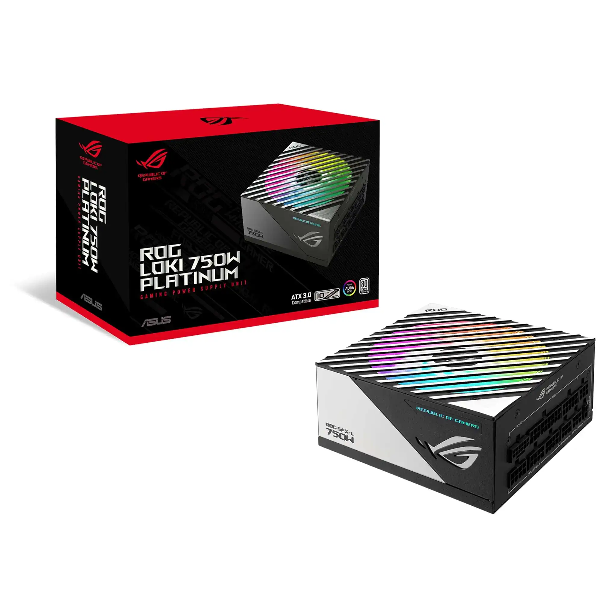 ASUS ROG Loki SFX-L 750W Platinum vollmodulares Gaming Netzteil (Vollmodulares Netzteil, 120mm PWM ARGB Lüfter, Aura Sync, Cybenetics Platinum Zertifizierung, ATX 3.1, PCIE 5.1, 12V-2x6 Connector)