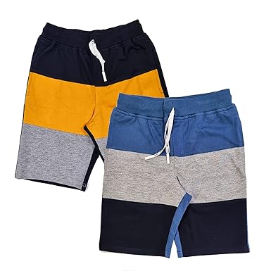 Alan Jones Clothing Casual Color Block Shorts for Boys Pack of 2
