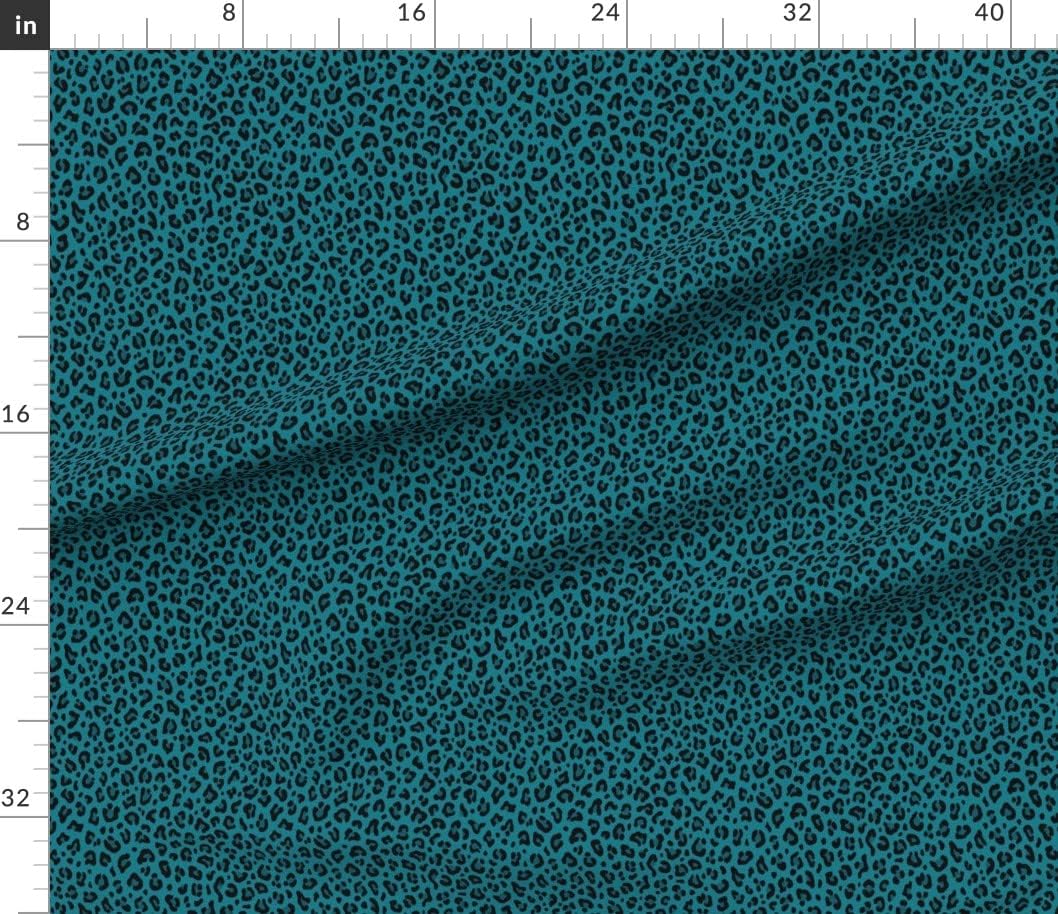 Spoonflower Fabric - Teal Blue Leopard Small Scale Spots Animal Print Cheetah Rockabilly Printed on Petal Signature Cotton Fabric by The Yard - Sewing Quilting Apparel Crafts Decor