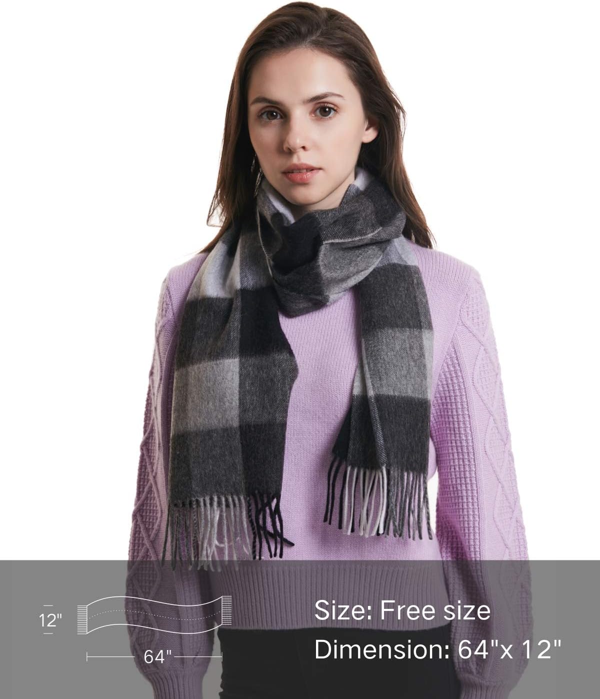 EURKEA Cashmere Wool Long 2024 Plaid Tartan Winter Scarf for Women, Warm & Soft & Cozy, Gift Ready - Image 3