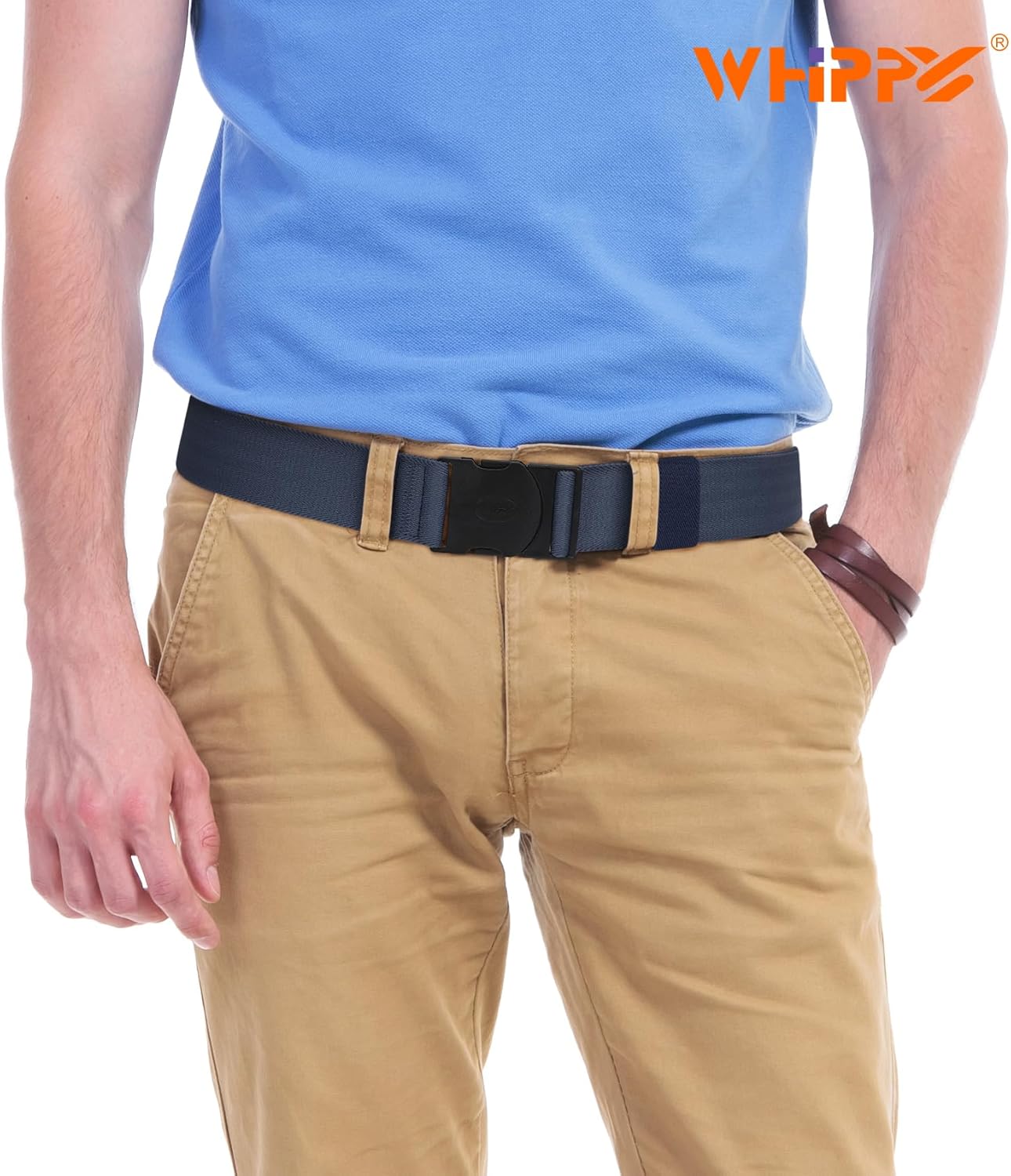 WHIPPY Mens Elastic Stretch Belt Unisex Adventure Web Belt for Women Men with Non-Metal Buckle Adjustable Belts - Image 2