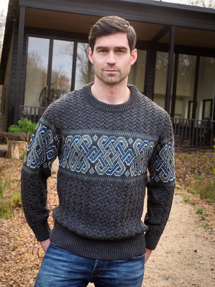 Aran Crafts Unisex Jacquard Sweater 100% Merino Wool, Made in Ireland