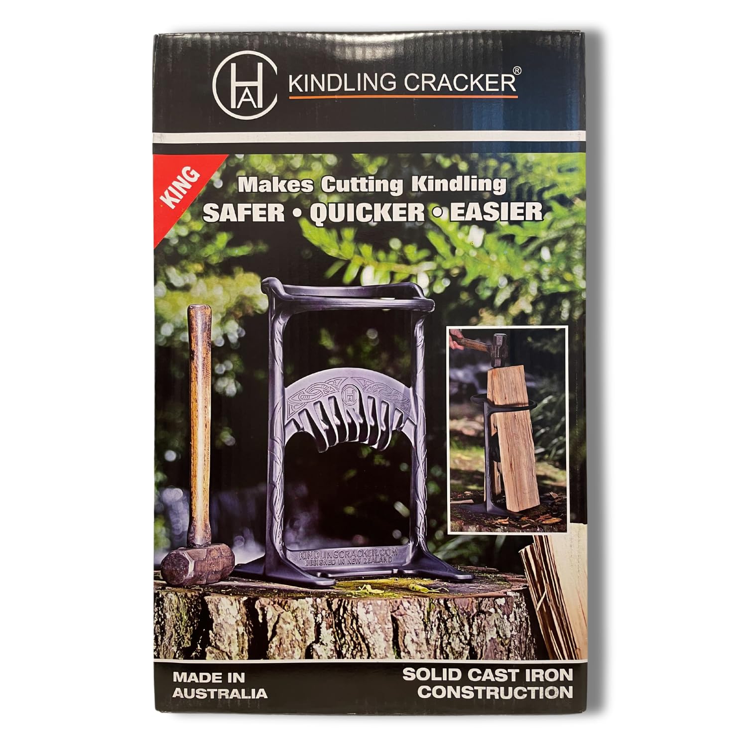 Fandango Kindling Cracker King Premium Bundle - fendeur de buche Manuel sécurisé avec Masse, Housse et Allume-feu - Log Splitter Robuste pour Bois de Chauffage, cheminée, Barbecue, Four à Pizza