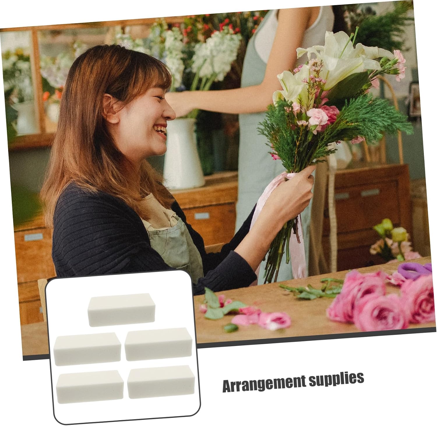 Veemoon 5Pcs High Density Dry Floral Foam Blocks for Fresh Flower Arrangements Rectangular Floral Mud for Florists for Wedding Bouquets and Home Decor