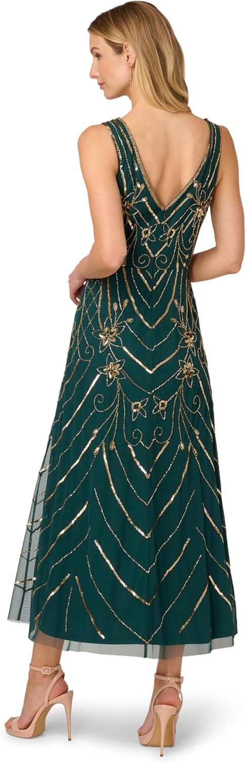 Adrianna Papell Womens Beaded Mesh Dress - Image 2