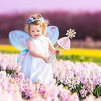 Vista 4 de Kit de 34 varitas de princesa, 16 estrellas sin terminar, corona de mariposa, luna, hada, palillo de madera, 6 calcomanías de gemas, 4 cintas