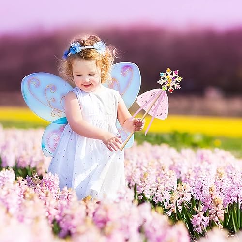 Miniatura 4 de Kit de 34 varitas de princesa, 16 estrellas sin terminar, corona de mariposa, luna, hada, palillo de madera, 6 calcomanías de gemas, 4 cintas de