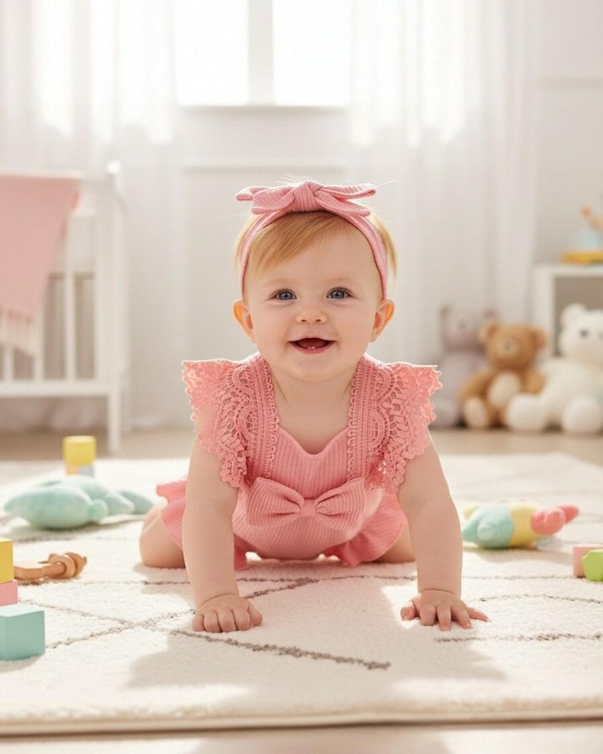 Renotemy Preemie Newborn Baby Girl Clothes Infant Cotton Linen Romper Ruffle Sleeve Jumpsuit Spring Summer Outfits for Girls