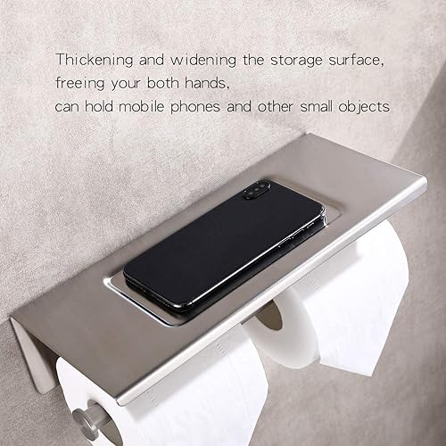 Miniatura 2 de Soporte de papel higiénico con estante de níquel cepillado SUS304 Estante de pañuelos de acero inoxidable para baño y cocina, moderno soporte de