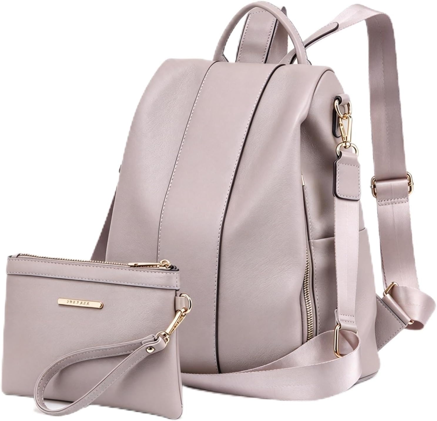 MKP COLLECTION Women Fashion Backpack Purse Multi Pockets Anti-Theft Rucksack Travel School Shoulder Bag Handbag Set 2pcs, Grey, Rucksack Backpacks