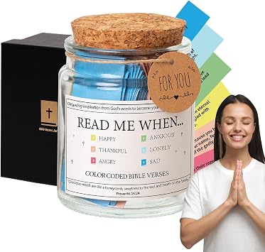 Bible verse in a jar, Read me when verses jar, Christian gifts for women, read Bible verse jar for emotions and emotions, Bible accessories, Jar of Hope, Prayer Bottle, Christian Gift, Fathers Day Gift, Inspire Happiness, Cheer Friends, Live Life, Unique Prayer Card for Bottle Hand