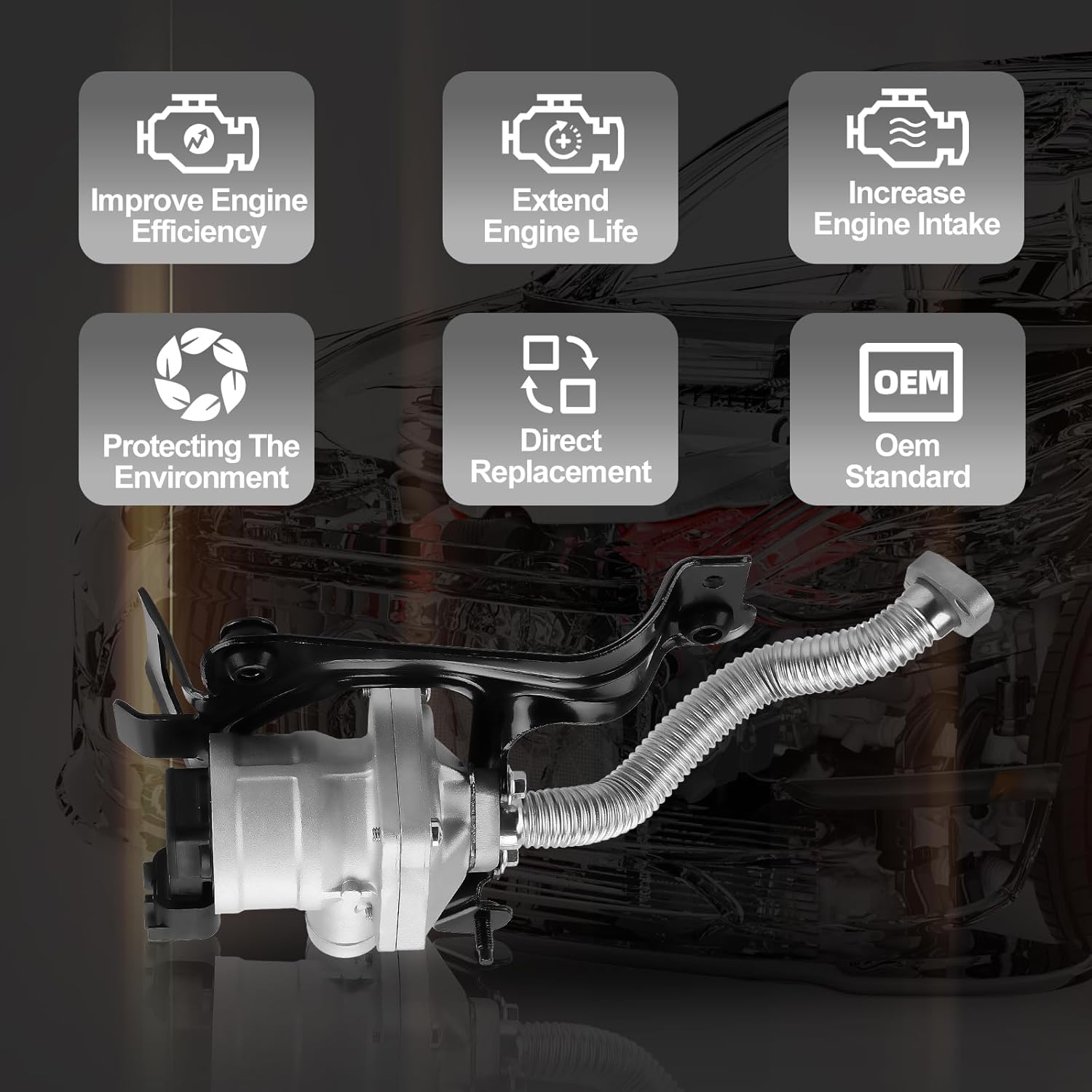 911-340 Secondary Air Injection Check Valve, Air Pump Check Control Valve, with Gasket, Compatible with Bulck Lucerne 2006-2011 V8 4.6L, Cadillac DTS 2006-2011 V8 4.6L