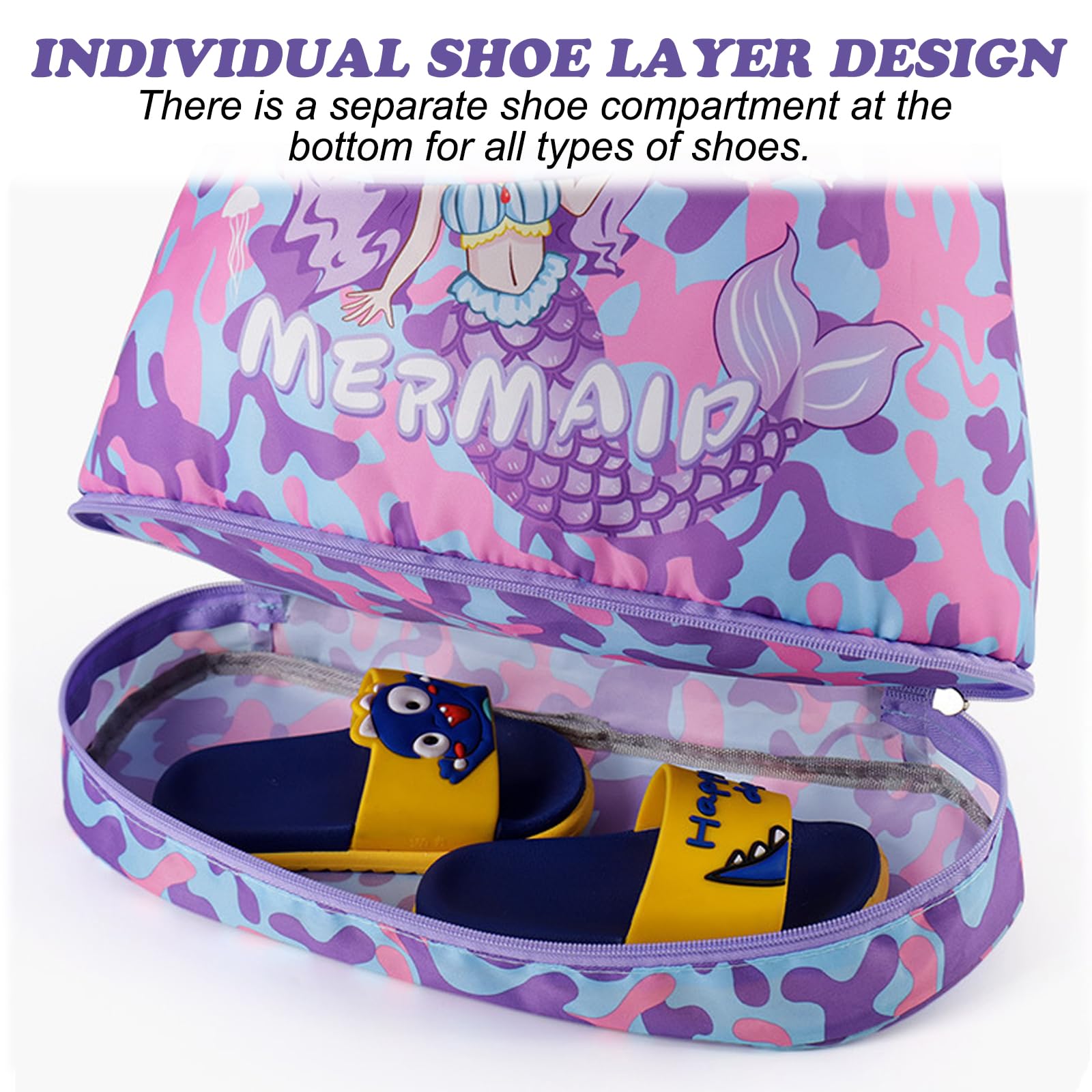 Sacca Sportiva Coulisse per Bambini, Sacca Zaino Sportivo Impermeabile, Borse a Zainetto Umidi e Asciutti Backpack per Ragazzo e Bambina Borsa per Viaggio Piscina Spiaggia e Scuola