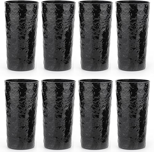 KX-WARE Vasos de agua acrílicos de 26 onzas, vasos de plástico más grandes, juego de 8 unidades, color negro